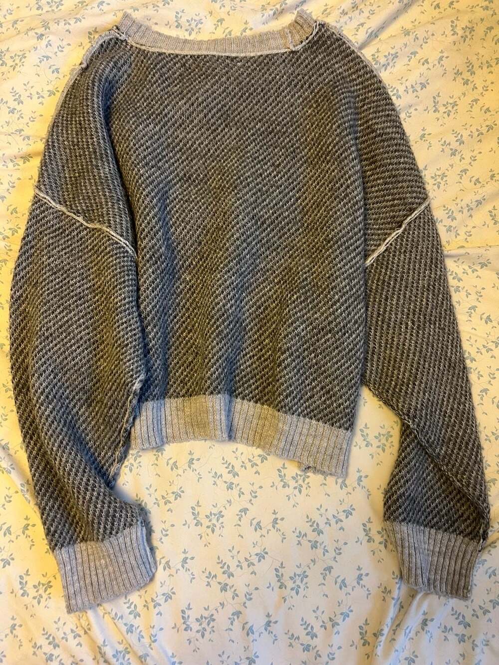 Free People Reversible Camo Print Oversized Crop Sweater